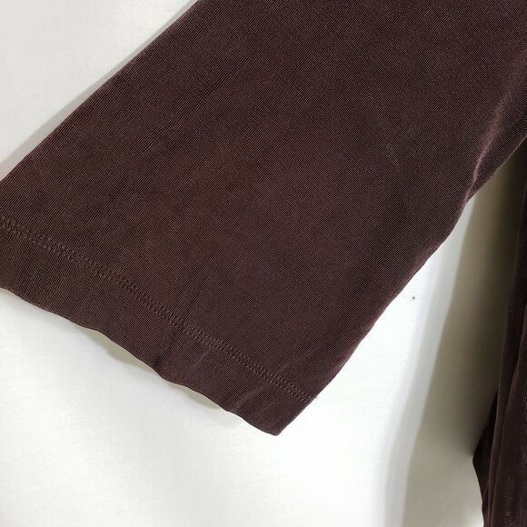 Laura Ashley Womens Cardigan Small Brown Stretch Knit Slinky 1 Button 3/4 Sleeve - Picture 6 of 8